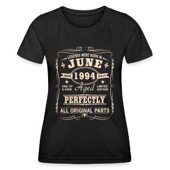 Millésime Juin 1994 Anniversaire - T-shirt sport Femme - noir - Devant - AI Model Female 172 light (172cm)