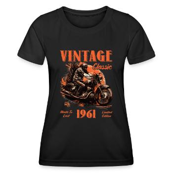 Vintage vintage 1961 anniversaire moto rétro - T-shirt sport Femme - noir - Devant - AI Model Female 172 light (172cm)