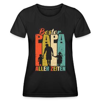 Bester Papa aller Zeiten 2 Kinder Ehemann Papa - Frauen Funktions-T-Shirt - Schwarz - Vorne - AI Model Female 172 light (172cm)