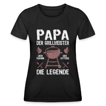 Grillmeister Papa Grillen Grillfan BBQ Vatertag - Frauen Funktions-T-Shirt - Schwarz - Vorne - AI Model Female 172 light (172cm)