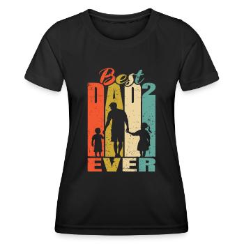 Meilleur père de tous les temps Père de 2 enfants Mari père - T-shirt sport Femme - noir - Devant - AI Model Female 172 light (172cm)