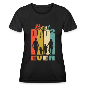 Meilleur père de tous les temps Père de 2 enfants Mari père - T-shirt sport Femme - noir - Devant - AI Model Female 172 light (172cm)