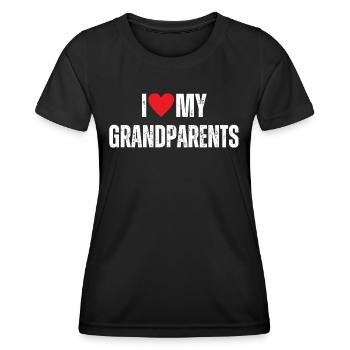 J’aime mes grands-parents - T-shirt sport Femme - noir - Devant - AI Model Female 172 light (172cm)