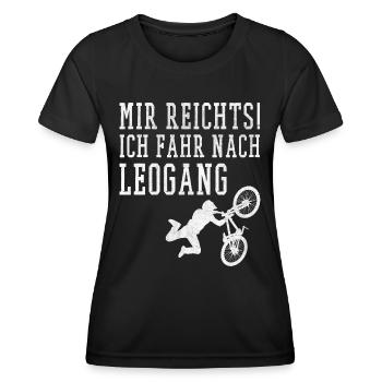 Mountainbike Downhill Leogang MTB Downhiller - Frauen Funktions-T-Shirt - Schwarz - Vorne - AI Model Female 172 light (172cm)