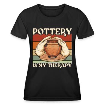 La poterie est ma thérapie Céramique - T-shirt sport Femme - noir - Devant - AI Model Female 172 light (172cm)