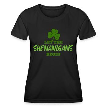 St Patrick’s Day - Manigances - Shamrock - T-shirt sport Femme - noir - Devant - AI Model Female 172 light (172cm)