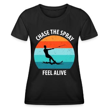 Ski nautique, ski nautique, skieurs nautiques - T-shirt sport Femme - noir - Devant - AI Model Female 172 light (172cm)