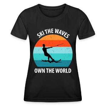 Ski nautique, ski nautique, skieurs nautiques - T-shirt sport Femme - noir - Devant - AI Model Female 172 light (172cm)
