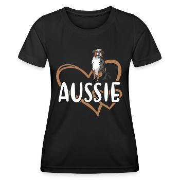 Chien Aussie Coeur - T-shirt sport Femme - noir - Devant - AI Model Female 172 light (172cm)