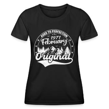 Februar 1971 Geburtstagsgeschenk Februar 1971 - Frauen Funktions-T-Shirt - Schwarz - Vorne - AI Model Female 172 light (172cm)