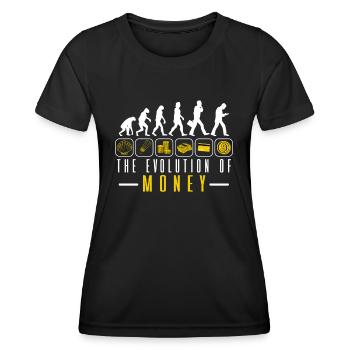 The Evolution of Money Für Krypto Investoren - Frauen Funktions-T-Shirt - Schwarz - Vorne - AI Model Female 172 light (172cm)