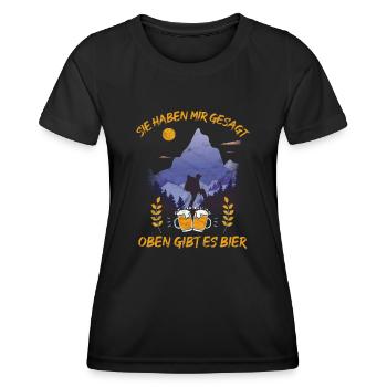 lustiges Wander Shirt Sie sagten oben gibt es Bier - Frauen Funktions-T-Shirt - Schwarz - Vorne - AI Model Female 172 light (172cm)