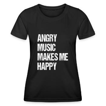 Angry Music Makes Me Happy Metal Music Metalhead - Frauen Funktions-T-Shirt - Schwarz - Vorne - AI Model Female 172 light (172cm)
