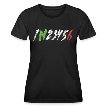1N23456 Motorrad Gangschaltung - Adrenalin - Frauen Funktions-T-Shirt - Schwarz - Vorne - AI Model Female 172 light (172cm)