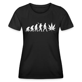 Evolution Cannabis - Hanf - Kiffen legal - Frauen Funktions-T-Shirt - Schwarz - Vorne - AI Model Female 172 light (172cm)