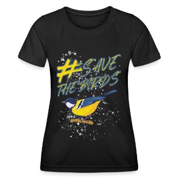 #savethebirds Save the Birds Wildvögel Hashtag - Frauen Funktions-T-Shirt - Schwarz - Vorne - AI Model Female 172 light (172cm)