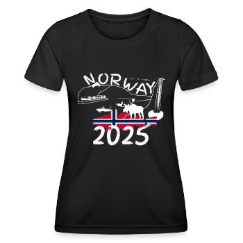 Norwegen 2025 Dorsch mit Bergen und Elch Angeln - Frauen Funktions-T-Shirt - Schwarz - Vorne - AI Model Female 172 light (172cm)