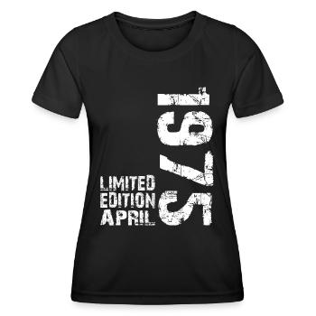 1975 April Geburtstag T-Shirt Retro - Frauen Funktions-T-Shirt - Schwarz - Vorne - AI Model Female 172 light (172cm)