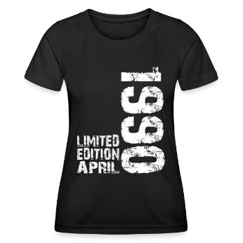 1990 April Geburtstag T-Shirt Retro - Frauen Funktions-T-Shirt - Schwarz - Vorne - AI Model Female 172 light (172cm)