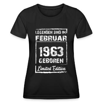 1963 Februar Geburtstag T-Shirt Retro - Frauen Funktions-T-Shirt - Schwarz - Vorne - AI Model Female 172 light (172cm)