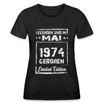 1974 Mai Geburtstag T-Shirt Retro - Frauen Funktions-T-Shirt - Schwarz - Vorne - AI Model Female 172 light (172cm)