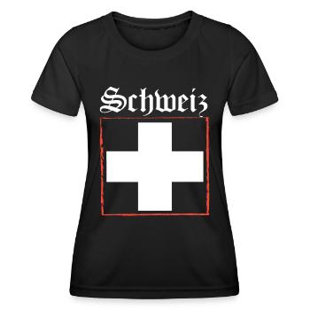 Schweiz T-shirt Geschenkidee - Frauen Funktions-T-Shirt - Schwarz - Vorne - AI Model Female 172 light (172cm)