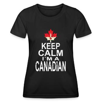 Reste calme, je suis Canadien - T-shirt sport Femme - noir - Devant - AI Model Female 172 light (172cm)