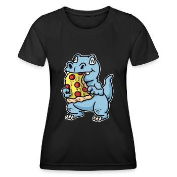 Pizza tranche pizza salami pizza - T-shirt sport Femme - noir - Devant - AI Model Female 172 light (172cm)