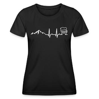 Randonnée et bière Heart Curve ECG Montagnes en plein air - T-shirt sport Femme - noir - Devant - AI Model Female 172 light (172cm)