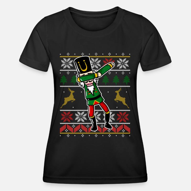 Dabbing Nutcracker - Dab Ugly Sweater Design - Women's Functional T-Shirt - black