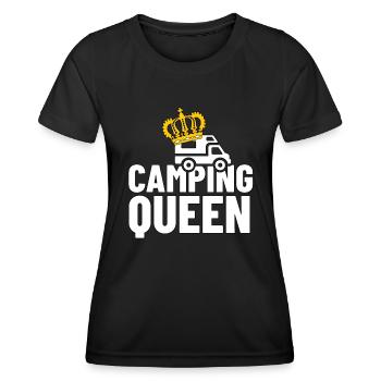 Camping Queen Dames tenue de camping - T-shirt sport Femme - noir - Devant - AI Model Female 172 light (172cm)