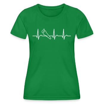 ECG curve - heart curve - carpenter - saw - wood - Women's Functional T-Shirt - kelly green - Front - AI Model Female 172 dark (172cm)