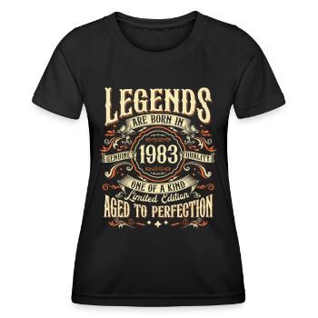 Vintage né en 1983 Legends Vintage Anniversaire - T-shirt sport Femme - noir - Devant - AI Model Female 172 light (172cm)