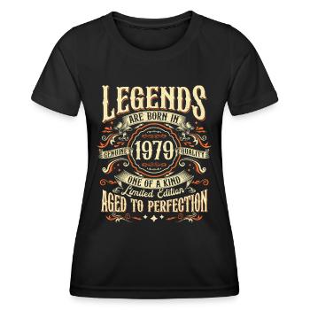 Né en 1979 Legends Vintage Anniversaire - T-shirt sport Femme - noir - Devant - AI Model Female 172 light (172cm)
