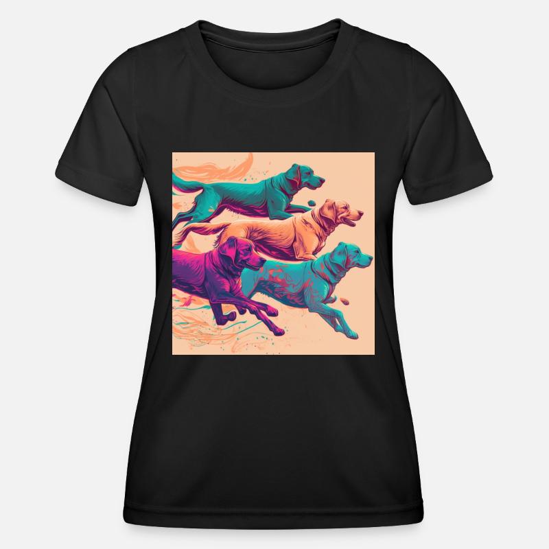 Colorful Dogs - Dogs Group - Women's Functional T-Shirt - black