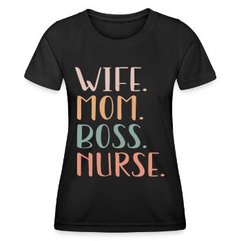 Wife Mom Nurse Gift For Mother's Day - T-shirt sport Femme - noir - Devant - AI Model Female 172 light (172cm)