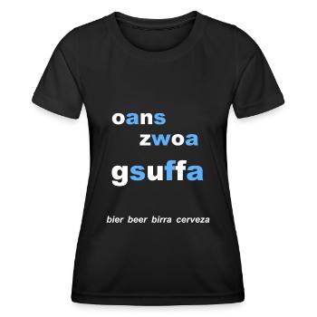 bayerischer Trinkspruch, Bierzelt - Frauen Funktions-T-Shirt - Schwarz - Vorne - AI Model Female 172 light (172cm)