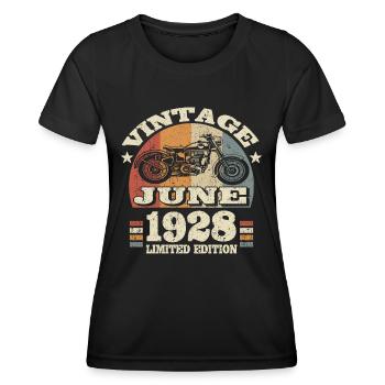 Born in June 1928 - 95 years old - Women's Functional T-Shirt - black - Front - AI Model Female 172 light (172cm)