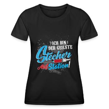 Krankenpfleger der geilste Stecher auf Station - Frauen Funktions-T-Shirt - Schwarz - Vorne - AI Model Female 172 light (172cm)