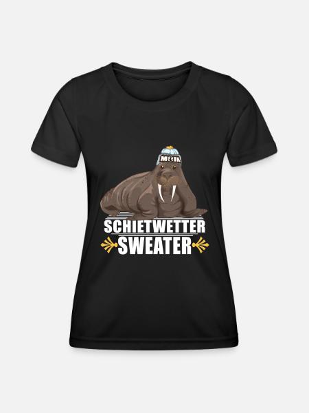 Walross Leuchtturm Norddeutsche Schietwetter - Frauen Funktions-T-Shirt - Schwarz