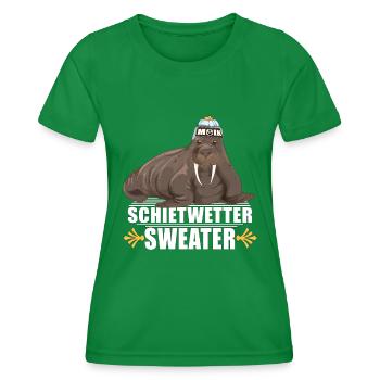 Walross Leuchtturm Norddeutsche Schietwetter - Frauen Funktions-T-Shirt - Kelly Green - Vorne - AI Model Female 172 dark (172cm)