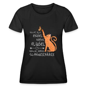 Katzenbesitzer haben Katzen mit Schnurrhaare Engel - Frauen Funktions-T-Shirt - Schwarz - Vorne - AI Model Female 172 light (172cm)