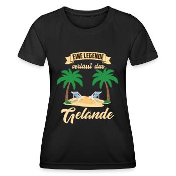 Witziger Spruch Eine Legende verlässt das Gelände - Frauen Funktions-T-Shirt - Schwarz - Vorne - AI Model Female 172 light (172cm)