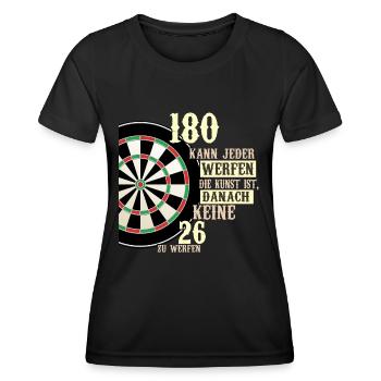 180 kann jeder werfen Dartscheibe Teamplayer Dart - Frauen Funktions-T-Shirt - Schwarz - Vorne - AI Model Female 172 light (172cm)