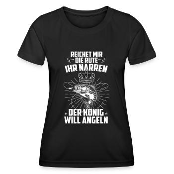 Reicht Mir Die Rute Ihr Narren König Will Angeln - Frauen Funktions-T-Shirt - Schwarz - Vorne - AI Model Female 172 light (172cm)