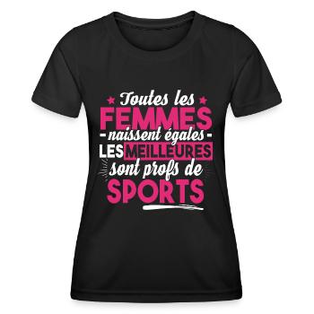 Prof de Sport Professeur Métier Cadeau Humour - T-shirt sport Femme - noir - Devant - AI Model Female 172 light (172cm)