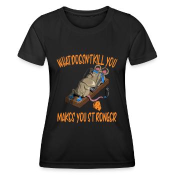 Lustige Maus Training Mausefalle Fitness Käse - Frauen Funktions-T-Shirt - Schwarz - Vorne - AI Model Female 172 light (172cm)
