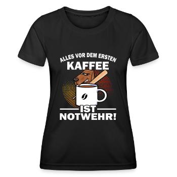 Alles vor dem ersten Kaffee - Bürohumor - Frauen Funktions-T-Shirt - Schwarz - Vorne - AI Model Female 172 light (172cm)
