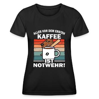 Alles vor dem ersten Kaffee - Bürohumor - Frauen Funktions-T-Shirt - Schwarz - Vorne - AI Model Female 172 light (172cm)