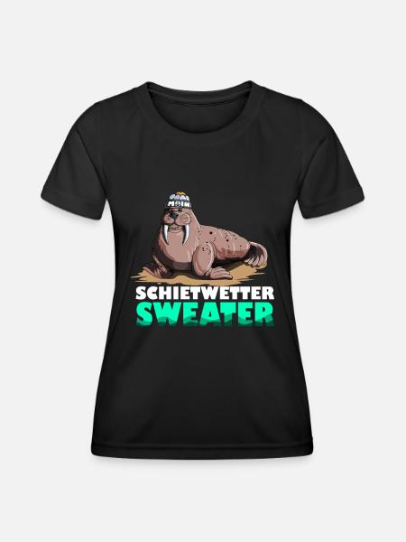 Walross Leuchtturm Norddeutsche Schietwetter - Frauen Funktions-T-Shirt - Schwarz
